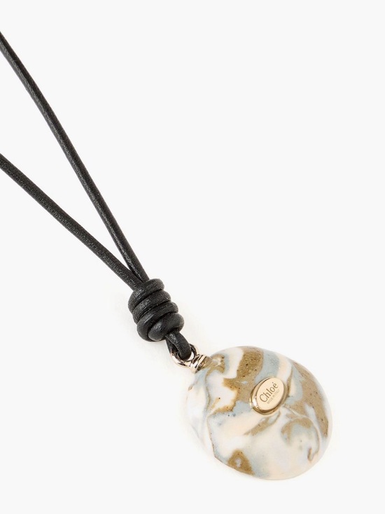 Chloe Jewelry - Chloe Ceramic Stone Pendant on Leather Cord Necklace